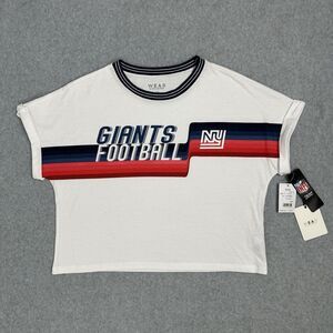 NFL New York Giants Wear by Erin Andrews Cropped Center Stripe Dolman T'shirt L
